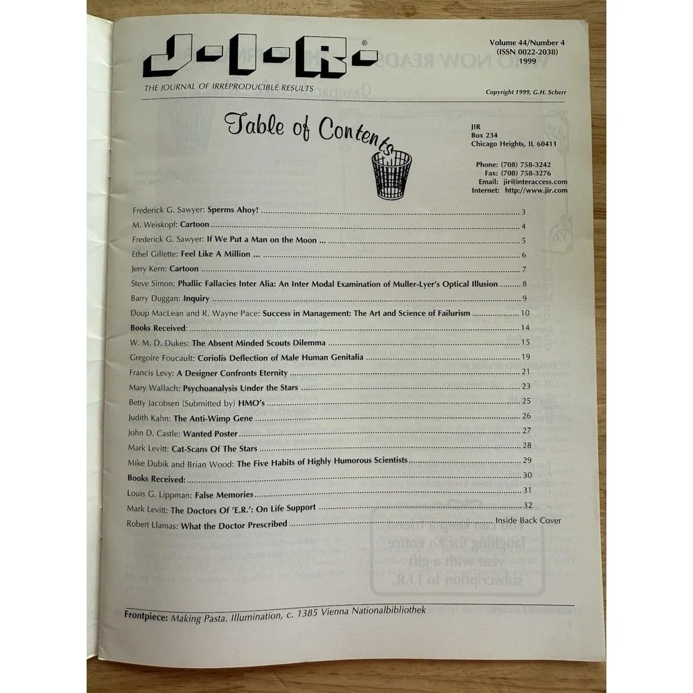 J-I-R Journal Of Irreproducible Results Magazine 1999 Volume 44 / No. 4 GC‎